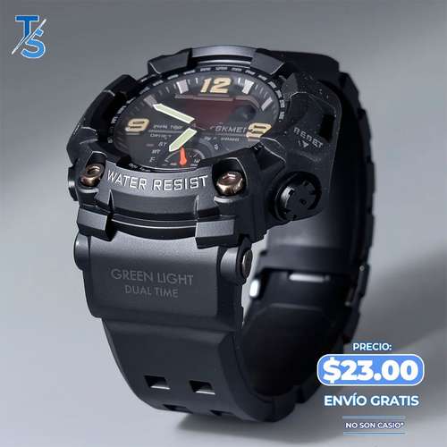 RELOJ DIGITAL DOBLE HORA, PARA HOMBRE, RESISTENTE AL AGUA, "ENVIO GRATIS".