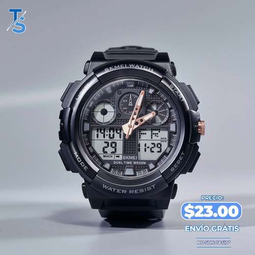 RELOJ DIGITAL DOBLE, PARA HOMBRE, HORA RESISTENTE AL AGUA, "ENVIO GRATIS"