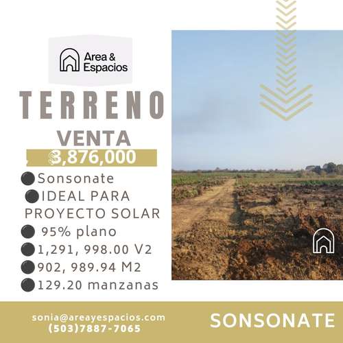 SE VENDE TERRENO IDEAL EN SONSONATE PARA POYECTO SOLAR - Imagen 2