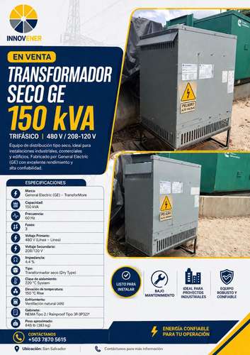  Transformador Seco GE 150 kVA Trifásico 480 V / 208-120 V