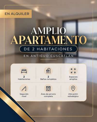 AMPLIO APARTAMENTO DE 2 HABITACIONES EN ALQUILER | ANTIGUO CUSCATLÁN