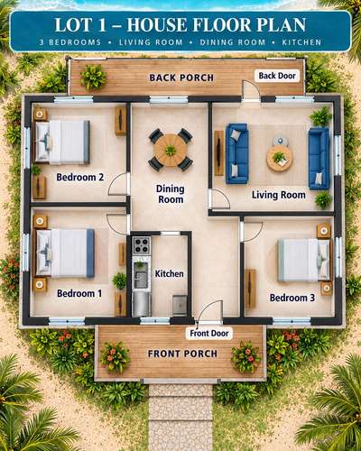 Casa Frente al Mar de 3 Habitaciones con Amplio Terreno – Playa San Marcelino