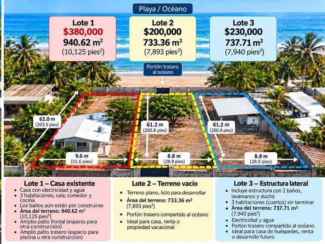 Casa Frente al Mar de 3 Habitaciones con Amplio Terreno – Playa San Marcelino