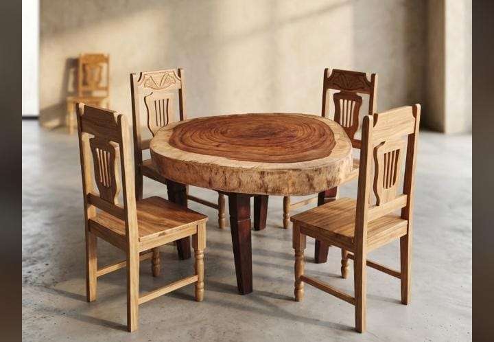 Muebles de Madera Rústicos NUEVOS - Mesas de Rodaja y Sillas (Se vende por unidad o juego)