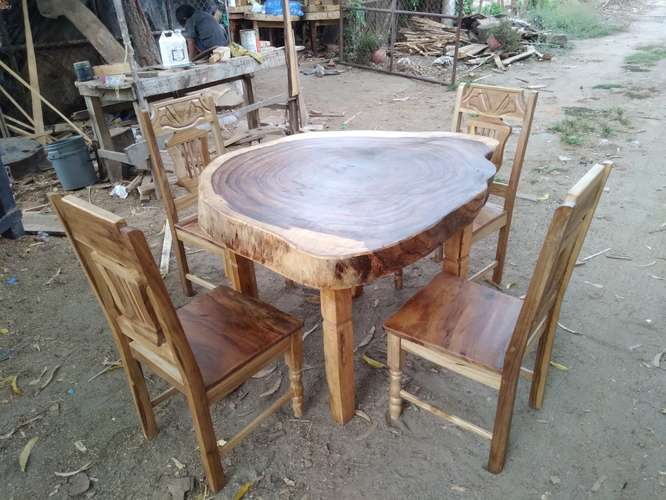 Muebles de Madera Rústicos NUEVOS - Mesas de Rodaja y Sillas (Se vende por unidad o juego)