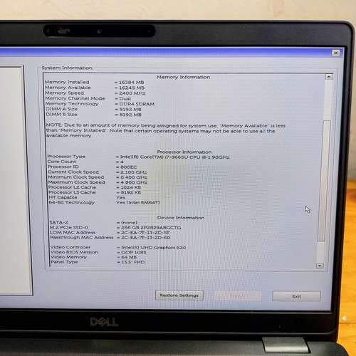 Laptop profesional: Dell Latitude 5300 (Sin detalles)