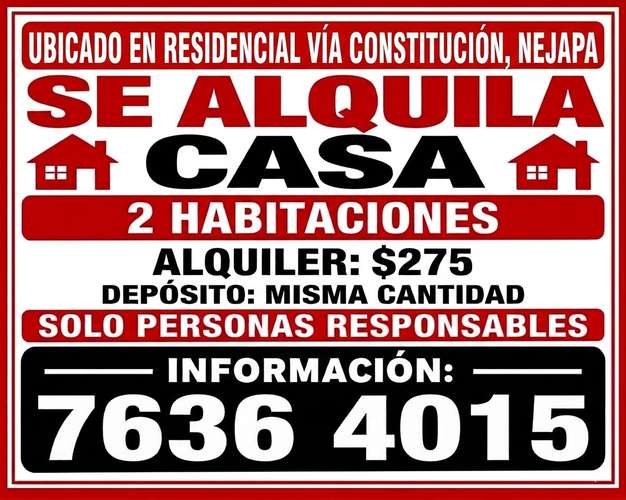Se alquila, casa en Urbanización Villa Constitución.