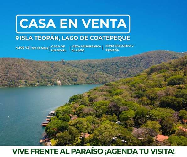 Hermosa y moderna casa de un nivel en Isla de Teopán, Lago de Coatepeque, Santa Ana